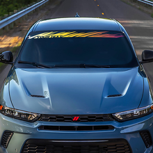 Bannière de pare-brise en vinyle effet vieilli couleur personnalisée pour Dodge Hornet_2