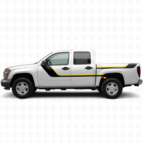 Bandeaux vinyle supérieurs accentués balayant porte et flanc de benne pour Chevrolet Colorado 1ère génération 2004-2012