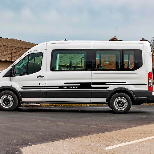 Ford Transit Text personnalisé Vinyl Side Stripes décalcomanies
