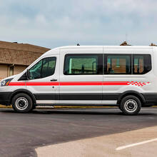 Bandes latérales à damier en vinyle pour Ford Transit - Autocollants Décalcomanies
 3