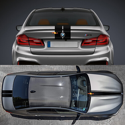 Hood and Trunk Racing Double Stripes Decal Sticker Kit pour BMW M5
