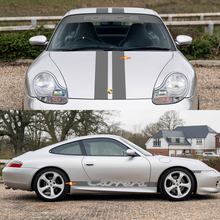 Porsche 911 Carrera Dual Central Stripes Retro Retro Hood Side Windshield Decal Sticker Kit
 2
