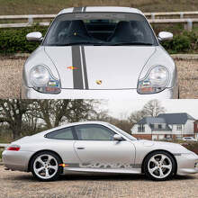 Porsche 911 Carrera Dual Central Stripes Retro Retro Hood Side Windshield Decal Sticker Kit
 2