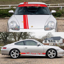 Porsche 911 Carrera Dual Central Stripes Retro Retro Hood Side Windshield Decal Sticker Kit
 3