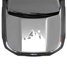 Autocollants Vinyle Bandes Capot Coucher de Soleil Montagnes pour Subaru Forester 2
