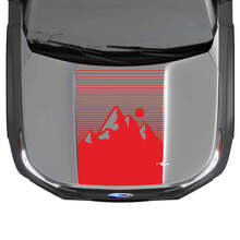 Autocollants Vinyle Bandes Capot Coucher de Soleil Montagnes pour Subaru Forester 3