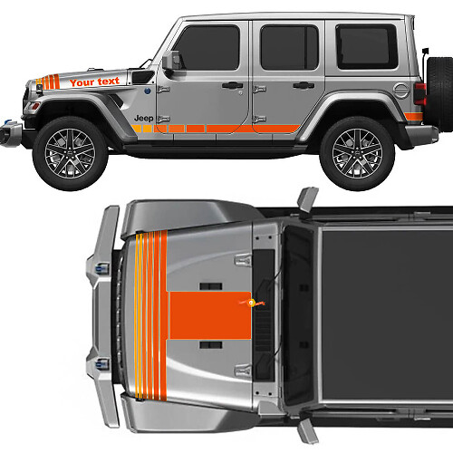 Kit d'autocollants vinyles vintage pour capot et côtés avec texte personnalisé pour Jeep Wrangler