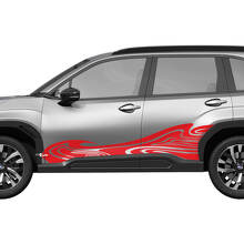 Bandes de course ondulées pour portières latérales - Autocollant en vinyle - Autocollant graphique ajustement universel pour Subaru Forester 1
 3
