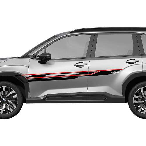 Portes latérales rayures de course en vinyle - autocollant graphique ajustement universel Subaru Forester 2 couleurs
