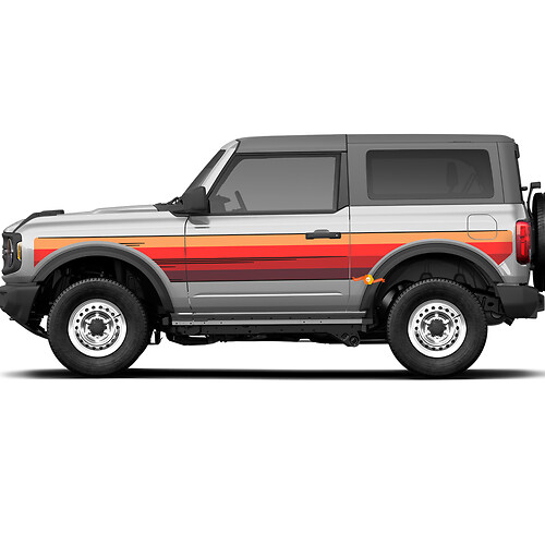 Paire la porte latérale rétro Vintage Stripes en vinyle Stickers Stickers pour Ford Bronco 2
