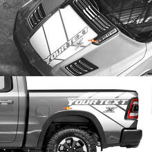 Kit de decals vinyles personnalisés pour capot et bandes latérales arrière pour Dodge Ram 1500 Rebel_2
