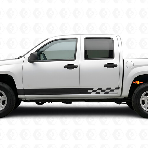 Bandes vinyles damier éclair pour porte et bas de caisse pour Chevrolet Colorado 1ère génération 2004-2012