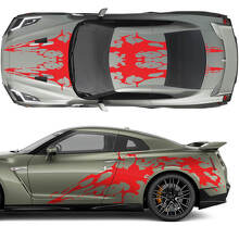 Hood et côtés Double sang graphiques rayures kit de décalcomanie pour Nissan GT-R
 2