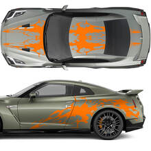 Hood et côtés Double sang graphiques rayures kit de décalcomanie pour Nissan GT-R
 3