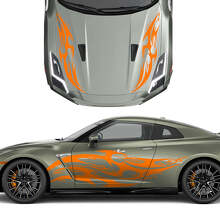 Hood and Sides Double tatouage Tatoo Graphics Stripes Decal Kit pour Nissan GT-R
 3