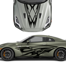 Hood and Sides Dual Tribal Tattoo Graphics Stripes Decal Kit pour Nissan GT-R 3
 2