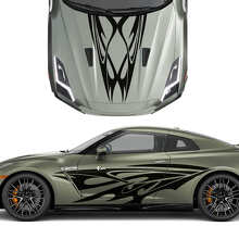 Kit de décalcomanies vinyle Tribal Graphics pour capot et côtés pour Nissan GT-R_2