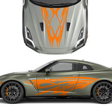 Hood and Sides Dual Tribal Tattoo Graphics Stripes Decal Kit pour Nissan GT-R 3
 3