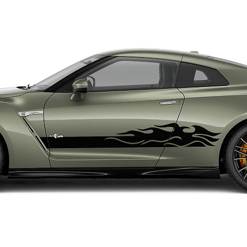 Kit de décalcomanies à bandes de flammes pour portières latérales pour Nissan GT-R
