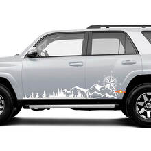 Kit d'autocollants latéraux en vinyle Montagnes & Boussole pour Toyota 4Runner Tacoma Tundra_2