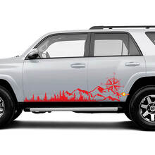 Kit d'autocollants latéraux en vinyle Montagnes & Boussole pour Toyota 4Runner Tacoma Tundra_3