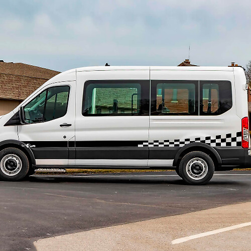 Ford Transit Check Stripes à dalle portes latérales Graphique Sticker Decal en vinyle
