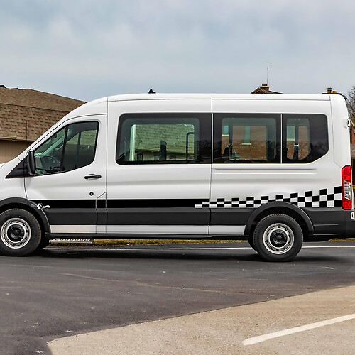 Ford Transit Check Stripes à dalle portes latérales Graphique Sticker Decal en vinyle
