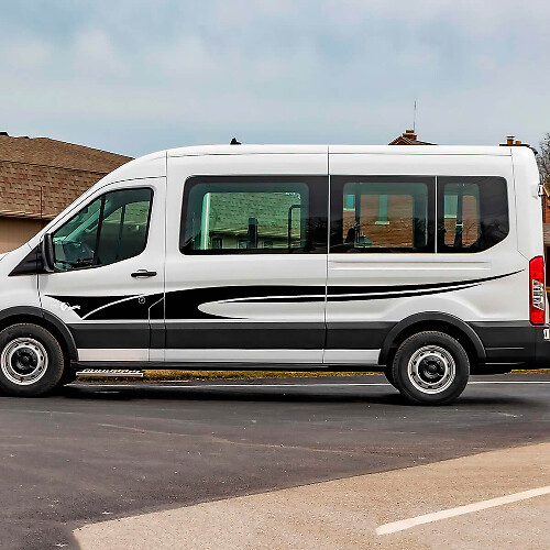 Ford Transit Check Stripes à dalle portes latérales Graphique Sticker Decal en vinyle
