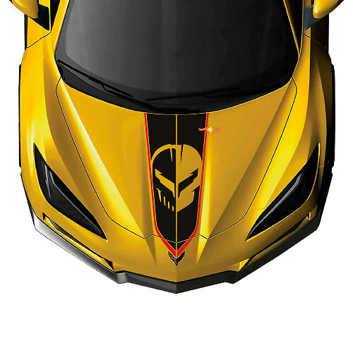 Autocollant en vinyle capot Jake Skull pour Chevy Corvette C8
