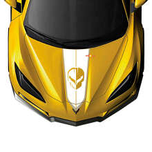 Autocollant en vinyle bande Jake Skull sur capot pour Chevy Corvette C8_2