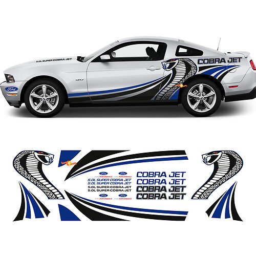 Cobra Jet Side Graphic Sticles Stickers Kit de course pour Ford Mustang
