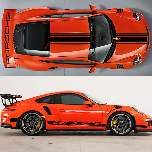 Autocollants kit hood toit tail stoiler rayures martini style autocollant pour porsche 991 gt3 rs
