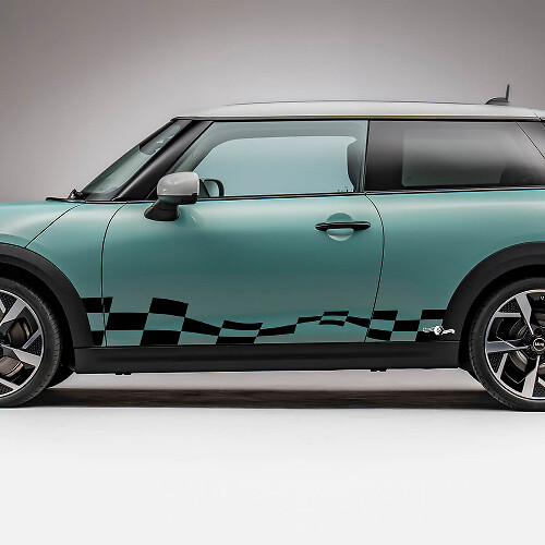 Autocollant graphique à rayures à damier pour Mini Cooper S 2
