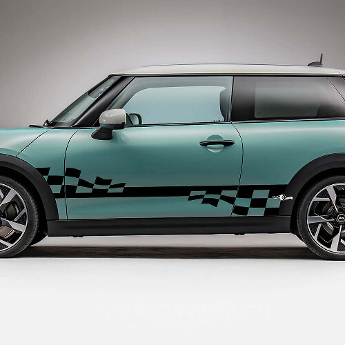 Décalcomanie graphique à rayures à damier côté drapeau pour Mini Cooper S