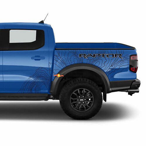 Carte topographique Splash Decal Graphics Decal Stickers pour 2025 Ford Ranger Raptor
