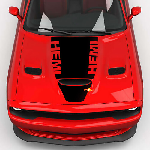 Hood Wrap Central Hemi Hood Blackout Vinyl Decal Sticker pour Dodge Challenger 2
