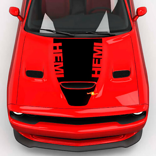 Hood Wrap Central Hemi Hood Blackout Vinyl Decal Sticker pour Dodge Challenger 2
