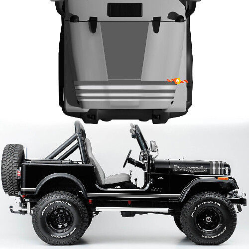 Kit de capot fender jeep renegade cj7 en vinyle autocollants décalcomanies lignes graphiques style gris choisissez couleurs
