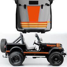 Kit de capot fender jeep renegade cj7 en vinyle autocollants décalcomanies lignes graphiques style gris choisissez couleurs
 2