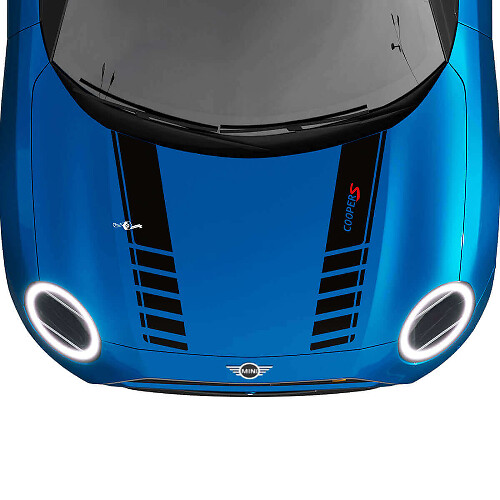Kit d'autocollants vinyle à bandes de capot de course doubles pour MINI Cooper S
