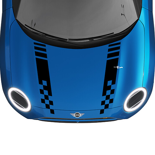 Hood Checkered Racing Stripes Rally Decal Graphics Sticker pour Mini Cooper S
