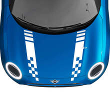 Bandes à damier de course pour capot Autocollant graphique Rally pour MINI Cooper S
 2
