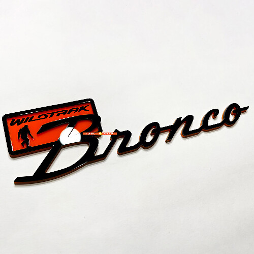 Brronco Wildtrak Fender Badges Tailgate Emblem 3D Badge Black vs Orange
