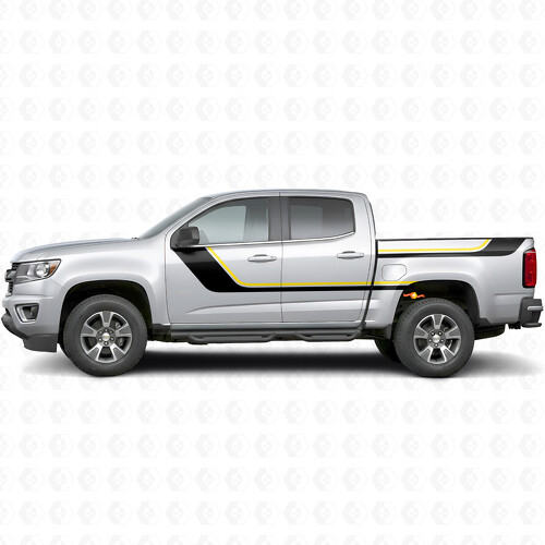 Bandeaux vinyle supérieurs en accent balayant la porte et le côté de benne pour Chevrolet Colorado 2e génération 2015-2022