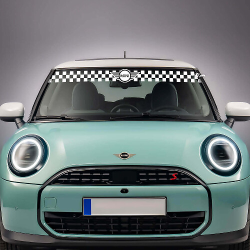 Rayure à damier sur le pare-brise Autocollant vinyle pour Mini Cooper S
