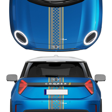 Hotte et bandes à carreaux arrière mini autocollant de décalcomanie graphique en vinyle pour mini pour Mini Cooper S
 2