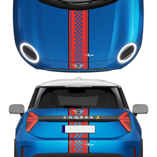 Hotte et bandes à carreaux arrière mini autocollant de décalcomanie graphique en vinyle pour mini pour Mini Cooper S
 3