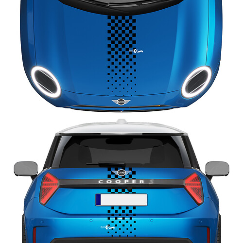 Hotte et bandes à carreaux arrière Mini Cooper Vinyl Graphics Decal Sticker for Mini Cooper
