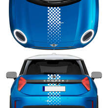 Autocollant en vinyle avec bandes damier avant et arrière pour Mini Cooper S 2