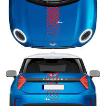 Autocollant en vinyle avec bandes damier avant et arrière pour Mini Cooper S 3
